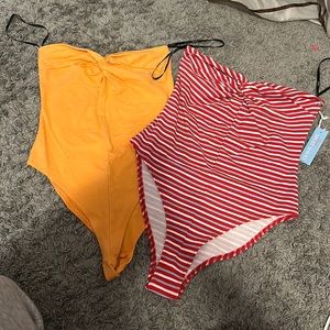 2 SMALL FOREVER 21 STRAPLESS BODYSUITS